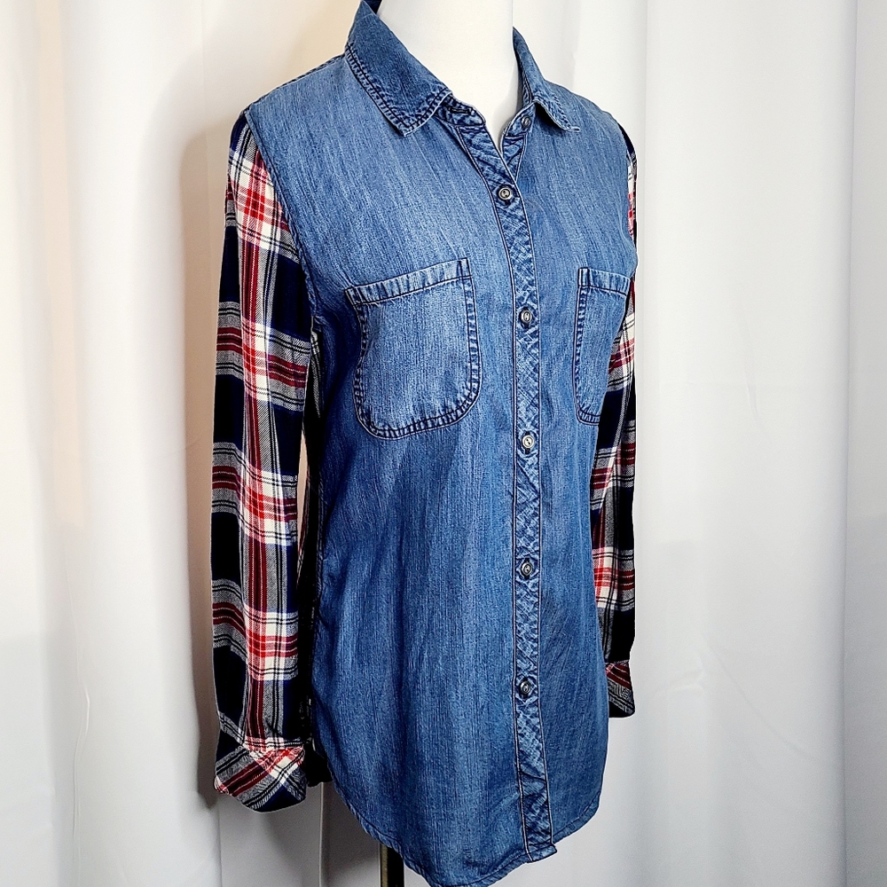 RAILS "Harper" Chambray & Denim Plaid Button Down Shirt - Picture 4 of 8